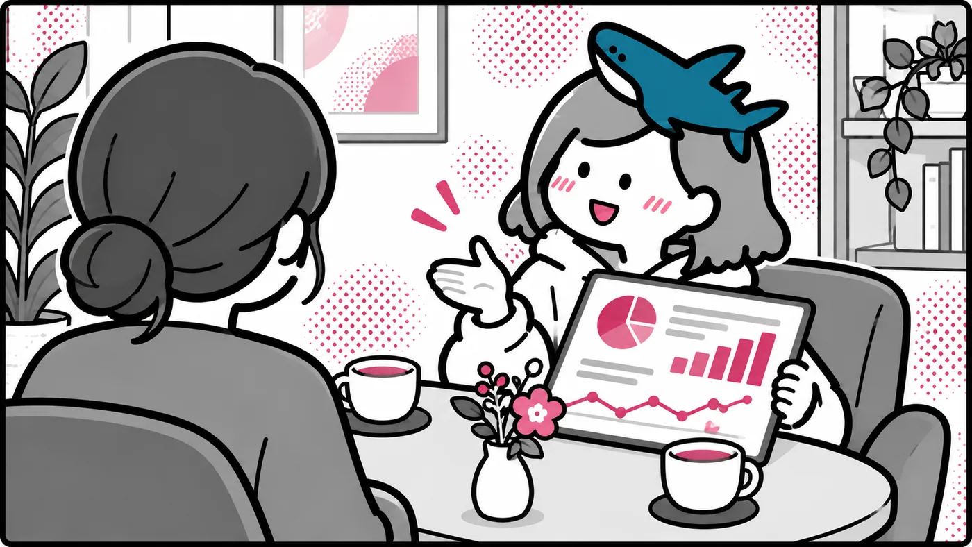 結婚相談所のカウンセリングルームで、カウンセラーと相談者が向かい合って無料相談をしている挿絵